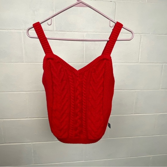 NWT‎ Abercrombie & Fitch Cable Knit Sweater Camisole and Shrug Set LARGE Red NEW - Picture 8 of 13